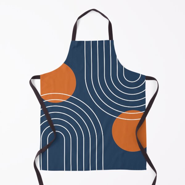 Item preview, Mid Century Modern Geometric 83 in Navy Blue and Burnt Orange (Rainbow and Sun Abstraction) designed and sold by nineFlorals.