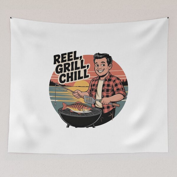Item preview, Reel Grill Chill – Fishing and BBQ Dad Graphic for Father’s Day designed and sold by MagicWander.