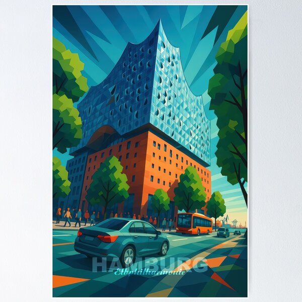 Item preview, Hamburg ELBPHILHARMONIE – Sound meets Form (Pop Art Travel Poster and Greeting Card) designed and sold by Earth Celebration Designs.