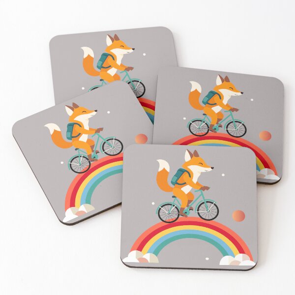 Item preview, Happy fox on bicycle over rainbow – adventurous children's design designed and sold by Kisho.