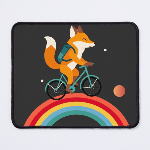 Item preview, Happy fox on bicycle over rainbow – adventurous children's design designed and sold by Kisho.