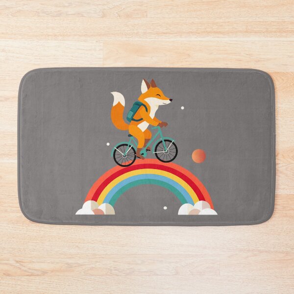 Item preview, Happy fox on bicycle over rainbow – adventurous children's design designed and sold by Kisho.