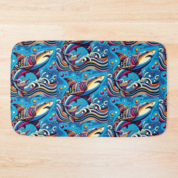 Item preview, pop art style geometric decorative shark designed and sold by Dogandesighn.