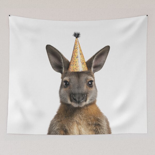Item preview, Cute Wallaby with Party Hat Birthday Celebration designed and sold by LazyOwlStore.