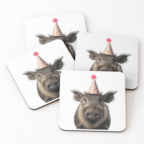 Item preview, Cute Warthog with Party Hat Birthday Celebration designed and sold by LazyOwlStore.