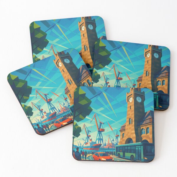 Item preview, Hamburg LANUNGSBRÜCKEN – Gateway to the Harbor (Pop Art Travel Poster and Greeting Card) designed and sold by Earth Celebration Designs.