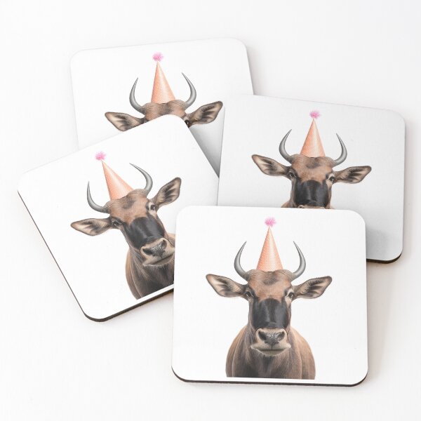 Item preview, Cute Wildebeest with Party Hat Birthday Celebration designed and sold by LazyOwlStore.
