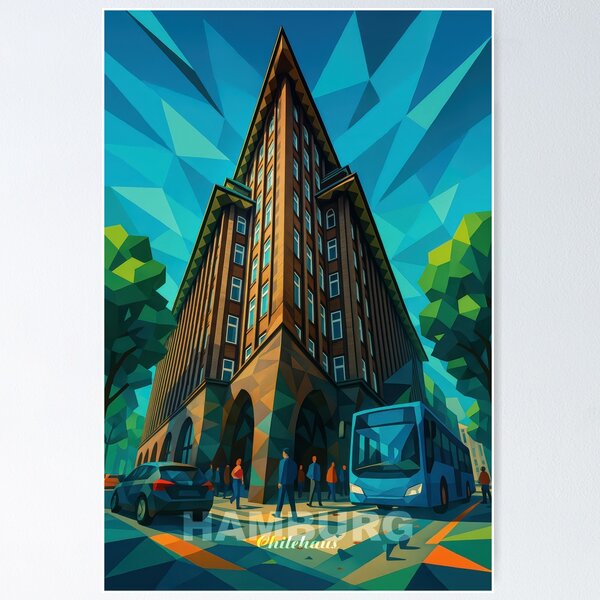 Item preview, Hamburg CHILEHAUS – Brick meets Avant-Garde (Pop Art travel poster and greeting card) designed and sold by Earth Celebration Designs.