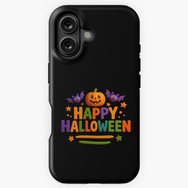 Aperçu de l'œuvre Joyeux Halloween coloré – Art d'Halloween mignon avec citrouille et chauve-souris créée et vendue par Drawevo.