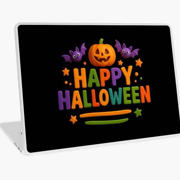 Item preview, Colorful Happy Halloween – Cute Pumpkin & Bat Halloween Art designed and sold by Drawevo.