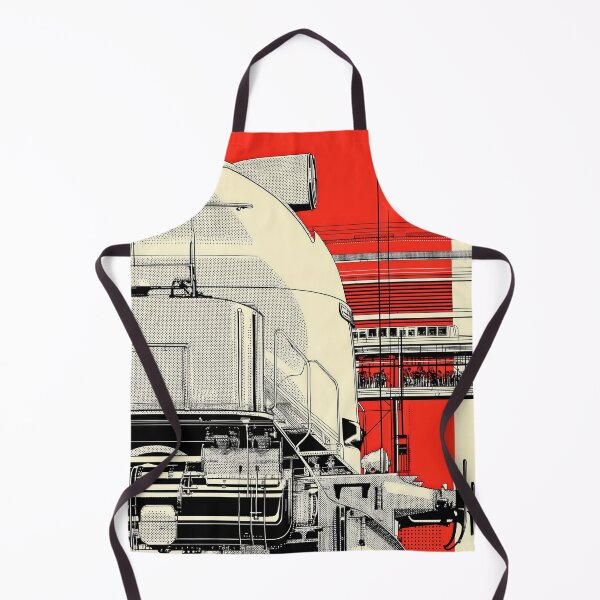 Item preview, Retro Futuristic Train Illustration – Industrial Sci-Fi Art with Bold Red Accents designed and sold by Retrocranio.