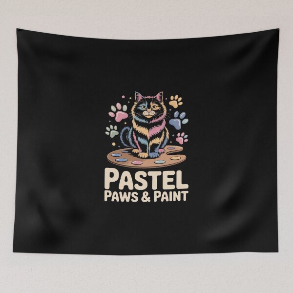 Item preview, Pastel Paws & Paint – Artistic Cat with Paint-Splattered Paws designed and sold by MagicWander.