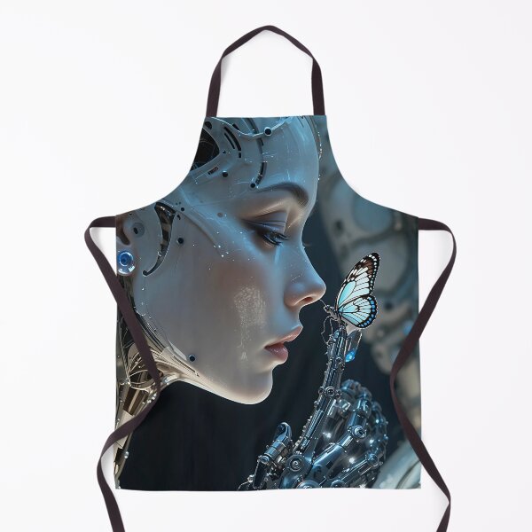 Item preview, Cybernetic Beauty Encounters Butterfly in Futuristic Harmony Poster designed and sold by BorgSpareParts.