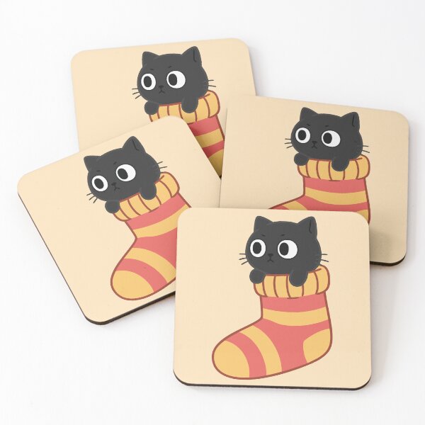 Item preview, Cute Black Cat in a Cozy Sock – Kawaii Kitten Snuggle Illustration designed and sold by imaginariun.