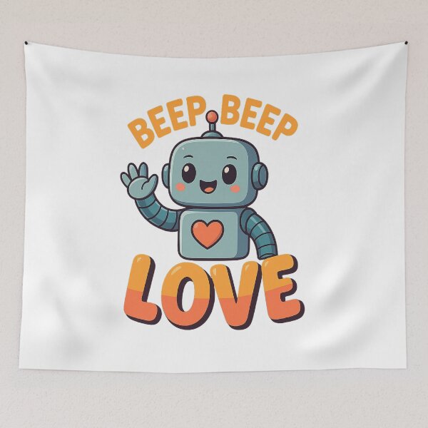 Item preview, Beep Beep Love – The Friendly Robot with a Heart designed and sold by PastimeMastery.
