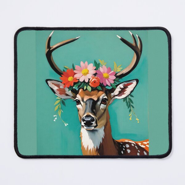 Item preview, Majestic Deer With Graceful Antlers Adorned By A Delicate Flower Crown designed and sold by CarrollGene.