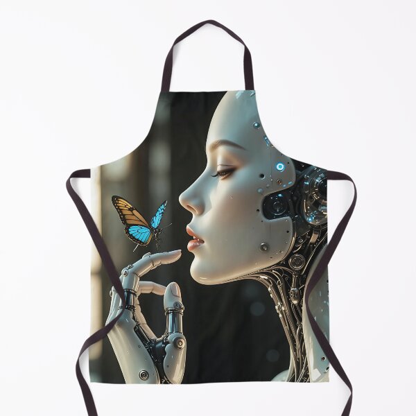 Item preview, Cybernetic Beauty Encounters Butterfly in Futuristic Harmony Poster designed and sold by BorgSpareParts.