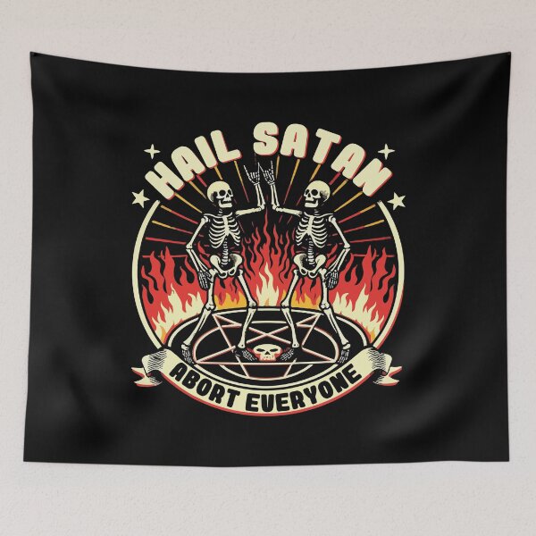 Item preview, Hail Satan - Dark Occult Skeleton Rebellion designed and sold by Scaryzz.