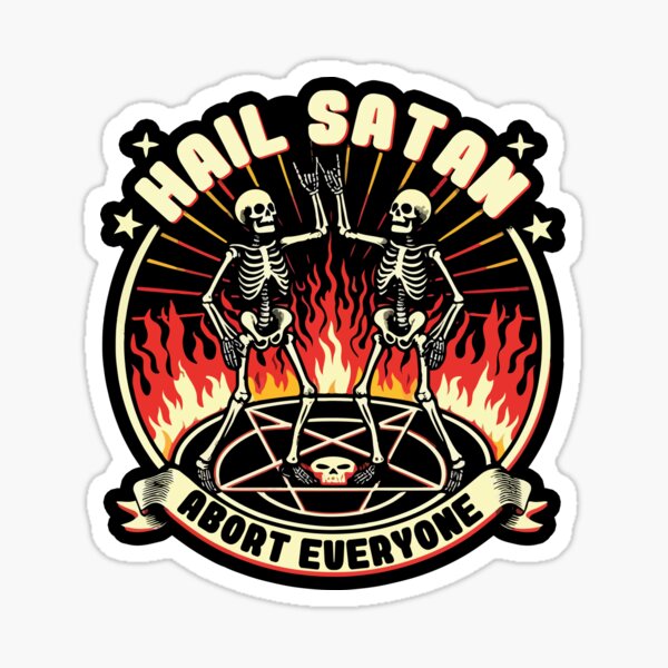 Item preview, Hail Satan - Dark Occult Skeleton Rebellion designed and sold by Scaryzz.