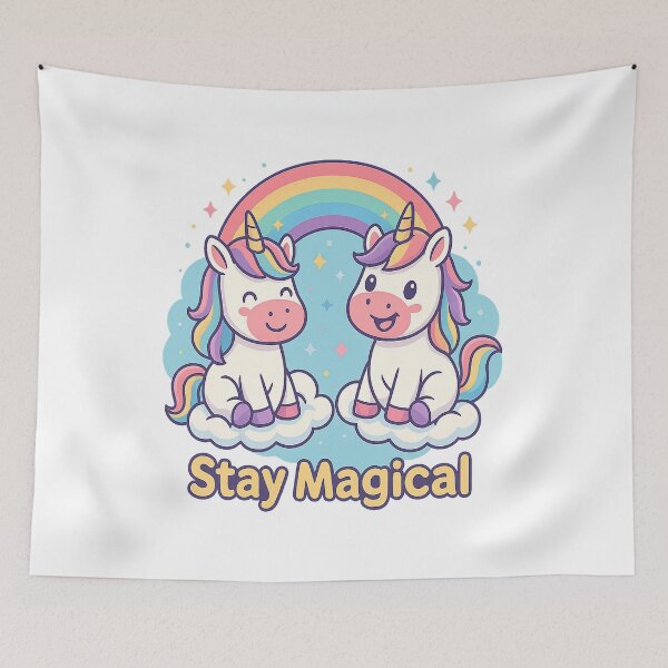 Item preview, Stay Magical – Happy Unicorns in the Clouds designed and sold by PastimeMastery.