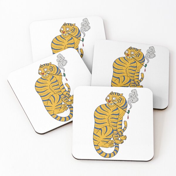 Item preview, Asian tiger illustration with a pipe designed and sold by OceanStudio224.
