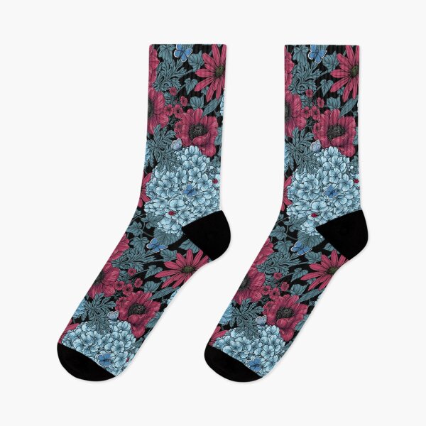 Item preview, Bold garden florals, blue and red designed and sold by Katerina Mitkova Kirilova.