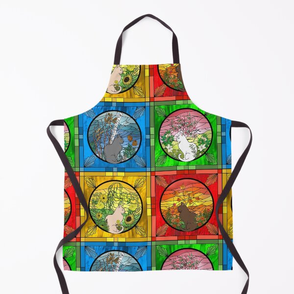 Item preview, The Four Seasons of Cats Art Deco Stained Glass designed and sold by IrishVikingDesigns.