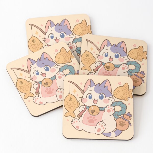 Item preview, Japanese Cat Fishing for Taiyaki  designed and sold by Pastel Purrade.