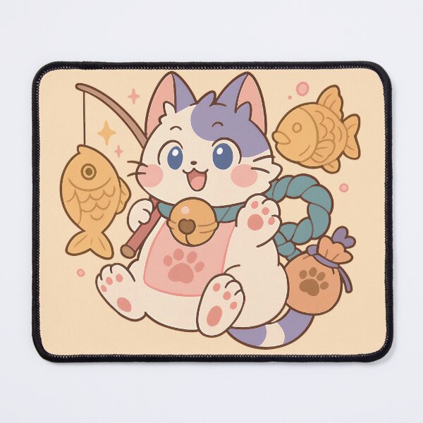 Item preview, Japanese Cat Fishing for Taiyaki  designed and sold by Pastel Purrade.