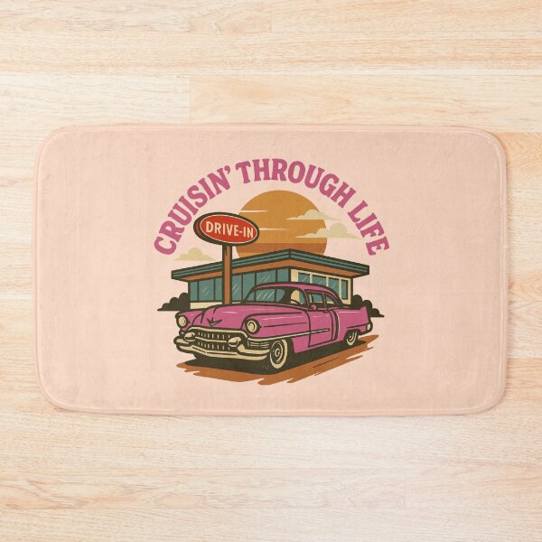 Item preview, Cruisin’ Through life Vintage Retro Pink Car designed and sold by FarieArt.