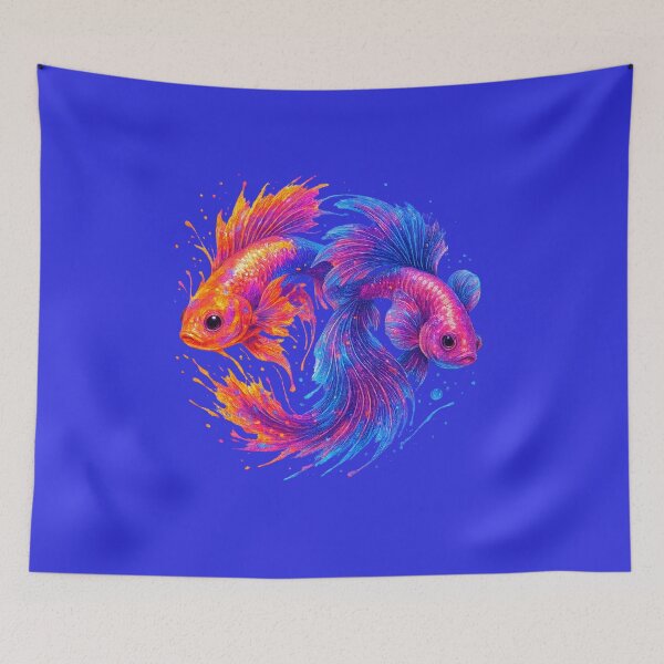 Item preview, Vibrant Splash Duo – Electric Fantasy Fish Art designed and sold by Sepinik.