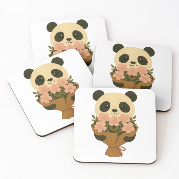 Item preview, Cute panda with bouquet of flowers – loving gift greeting designed and sold by Print-Zoo.