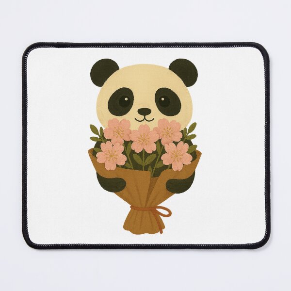 Item preview, Cute panda with bouquet of flowers – loving gift greeting designed and sold by Print-Zoo.