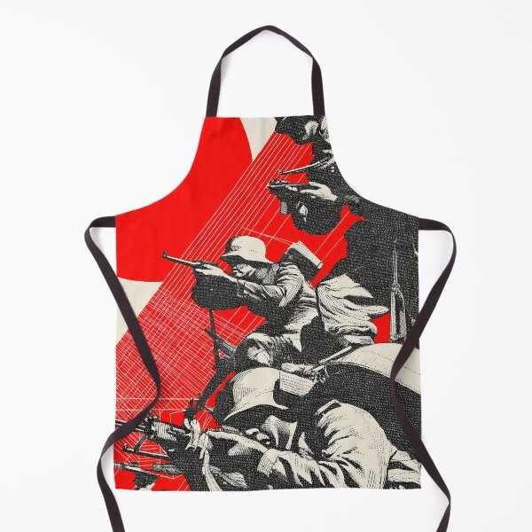 Artikelvorschau, Retro-Illustration von Kriegssoldaten – Kräftige rote Grafik mit militärischen Details entworfen und verkauft von Retrocranio.