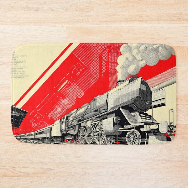 Item preview, Retro Steam Train Poster – Bold Graphic Railway Art with Red Industrial Background designed and sold by Retrocranio.