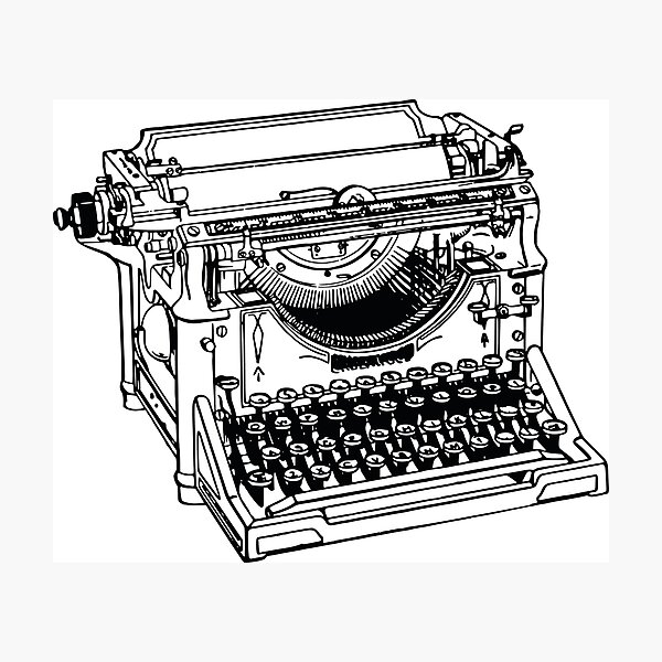 Item preview, Vintage Style Black and White Typewriter Illustration designed and sold by Jason Gunti.