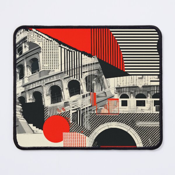 Item preview, Abstract Architectural Collage – Bold Red and Black Roman Structure Art designed and sold by Retrocranio.