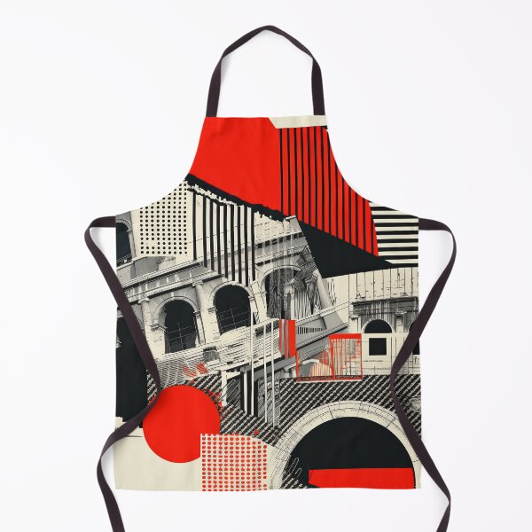 Item preview, Abstract Architectural Collage – Bold Red and Black Roman Structure Art designed and sold by Retrocranio.