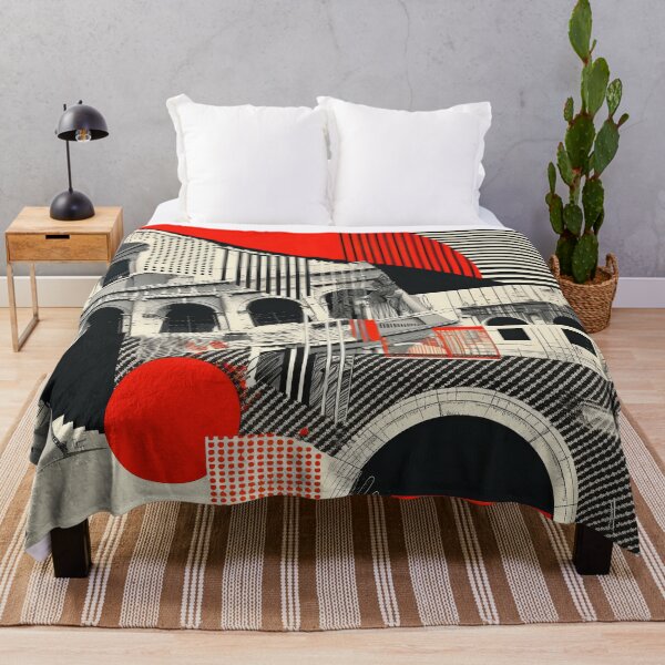 Item preview, Abstract Architectural Collage – Bold Red and Black Roman Structure Art designed and sold by Retrocranio.