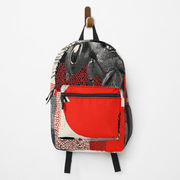 Item preview, Modern Bee Illustration – Bold Graphic Insect Art with Red and Black Geometric Patterns designed and sold by Retrocranio.