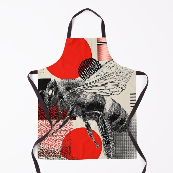 Item preview, Modern Bee Illustration – Bold Graphic Insect Art with Red and Black Geometric Patterns designed and sold by Retrocranio.