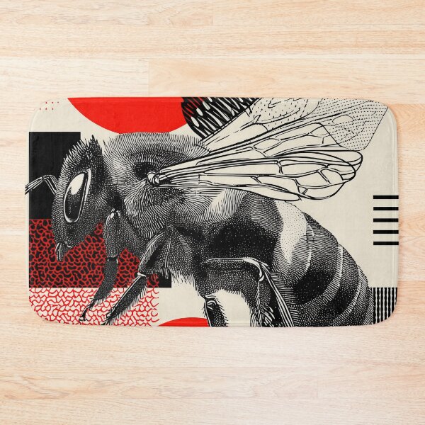 Item preview, Modern Bee Illustration – Bold Graphic Insect Art with Red and Black Geometric Patterns designed and sold by Retrocranio.