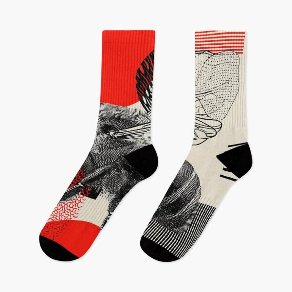 Item preview, Modern Bee Illustration – Bold Graphic Insect Art with Red and Black Geometric Patterns designed and sold by Retrocranio.