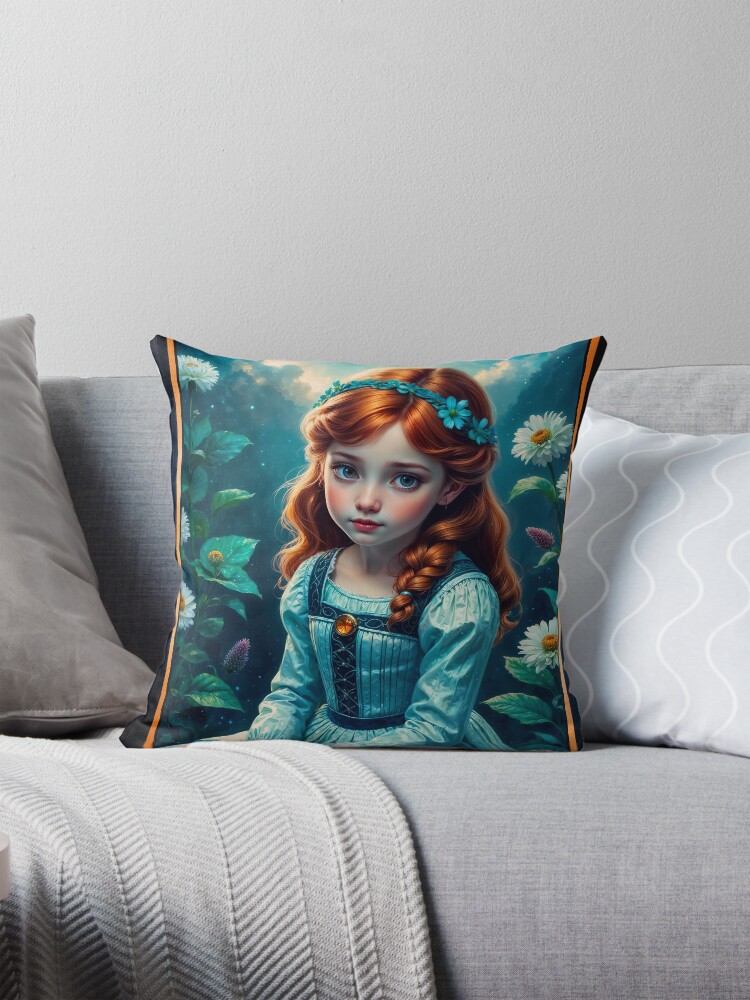 A Serene Portrait Of Lucilla Bellarosa, Amidst Garden Blossoms AI Concept Art by Xzendor7 4 A Serene Portrait Of Lucilla Bellarosa, Amidst Garden Blossoms Enchanting AI Concept Art by Xzendor7 Decorative Art Print Throw Pillow