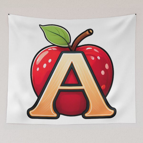 Item preview, Educational sticker shows letter A combined with fresh red apple fruit. designed and sold by HEMRO.