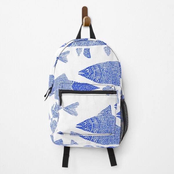 Item preview, Hand-Drawn Blue Fish Pattern – Nautical Ocean Seamless Design on White designed and sold by Retrocranio.