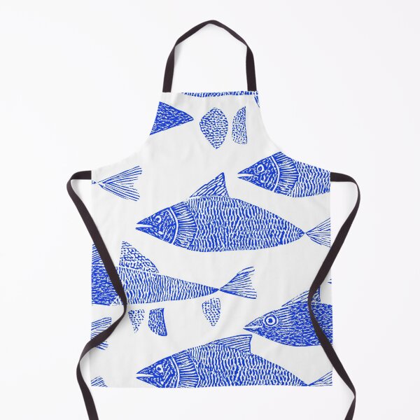 Item preview, Hand-Drawn Blue Fish Pattern – Nautical Ocean Seamless Design on White designed and sold by Retrocranio.