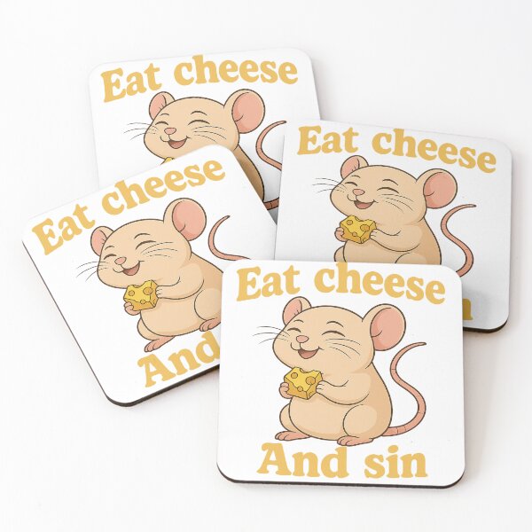 Item preview, Cute Cartoon Mouse Eating Cheese - "Eat Cheese and Sin" Funny Retro T-Shirt Design designed and sold by artist-for-you.