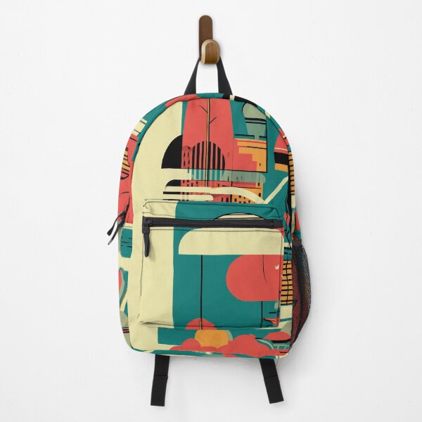 Item preview, Modern Cyclist Illustration – Colorful Geometric Bike Art in Urban Landscape designed and sold by Retrocranio.