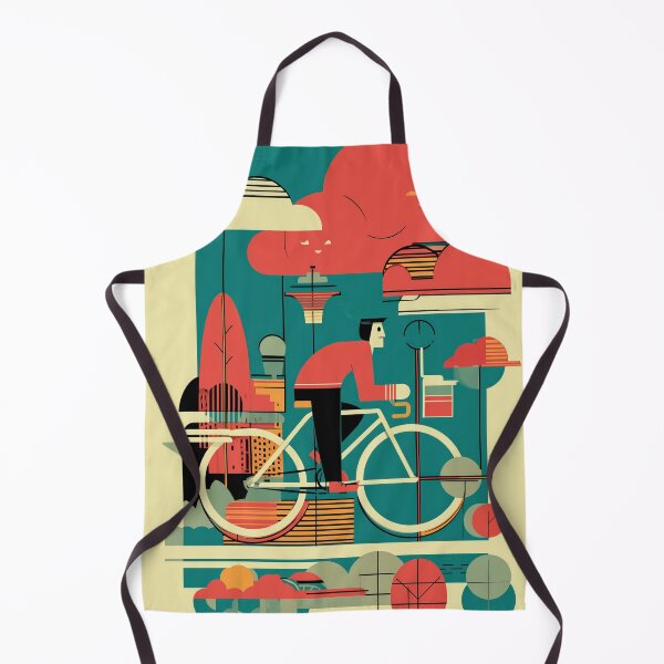 Item preview, Modern Cyclist Illustration – Colorful Geometric Bike Art in Urban Landscape designed and sold by Retrocranio.